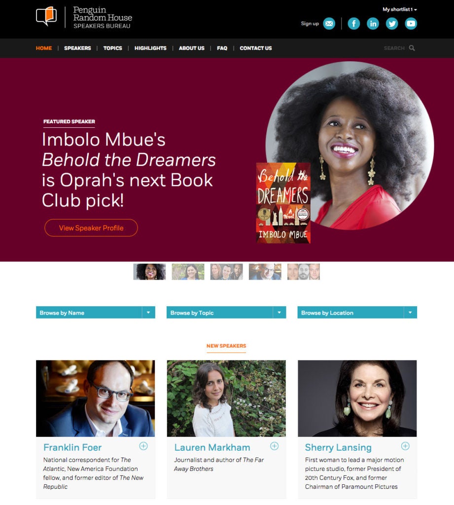 Penguin Random House Speakers Bureau Unveils New site Design